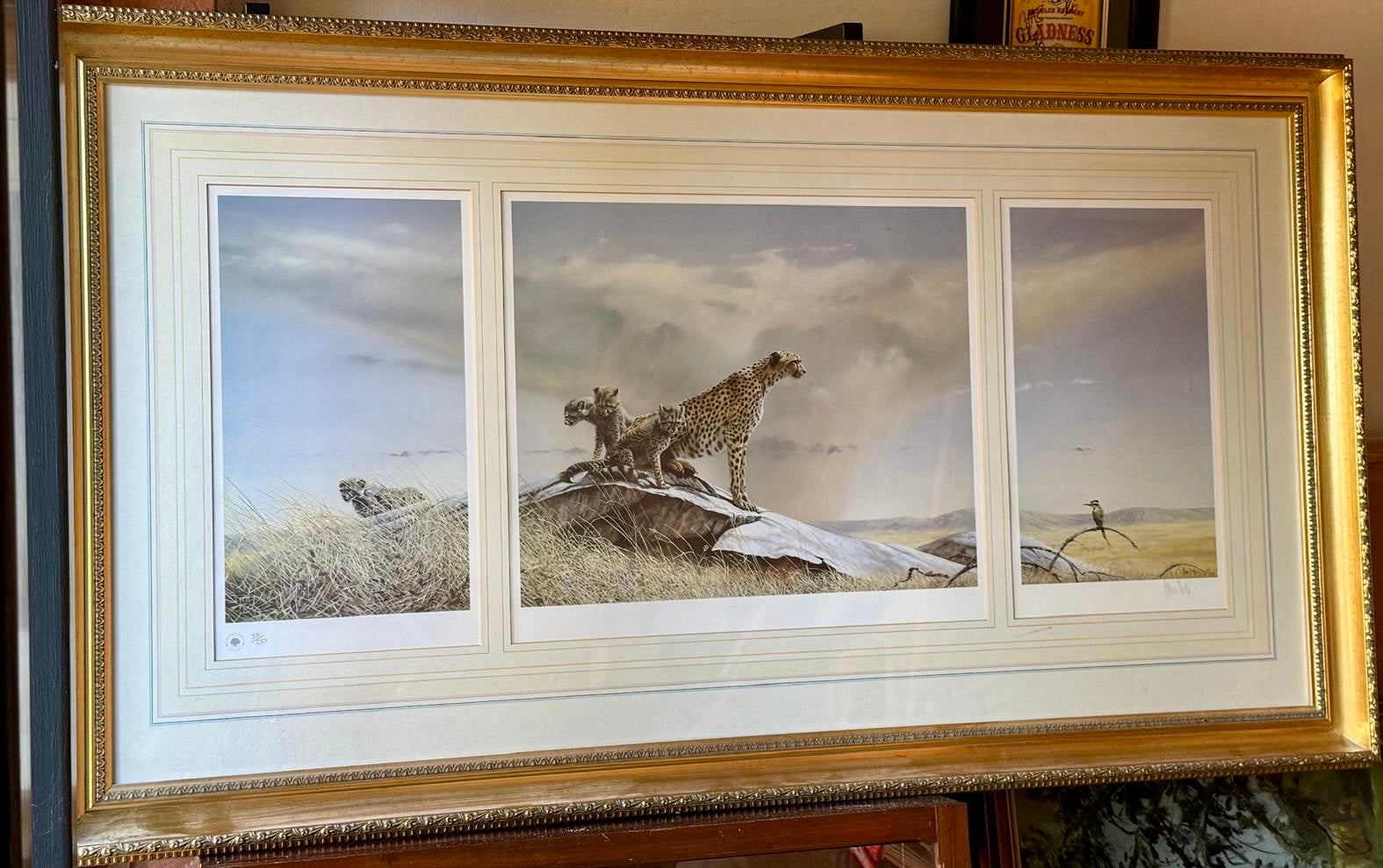 Signed & Framed David Shepherd Limited Edition Cheetah Family Tri Mount Print