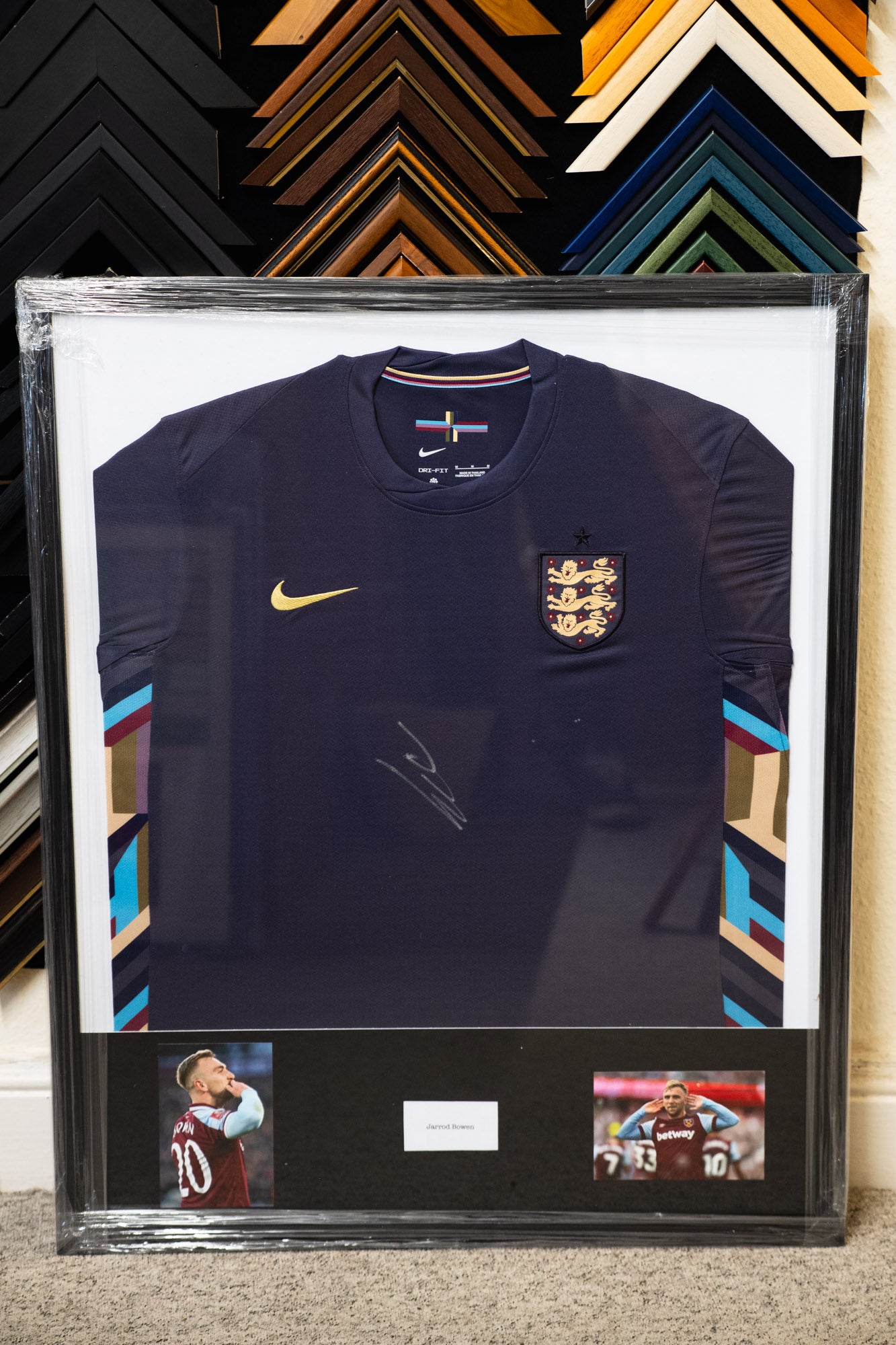Signed Jarrod Bowen Framed England Shirt