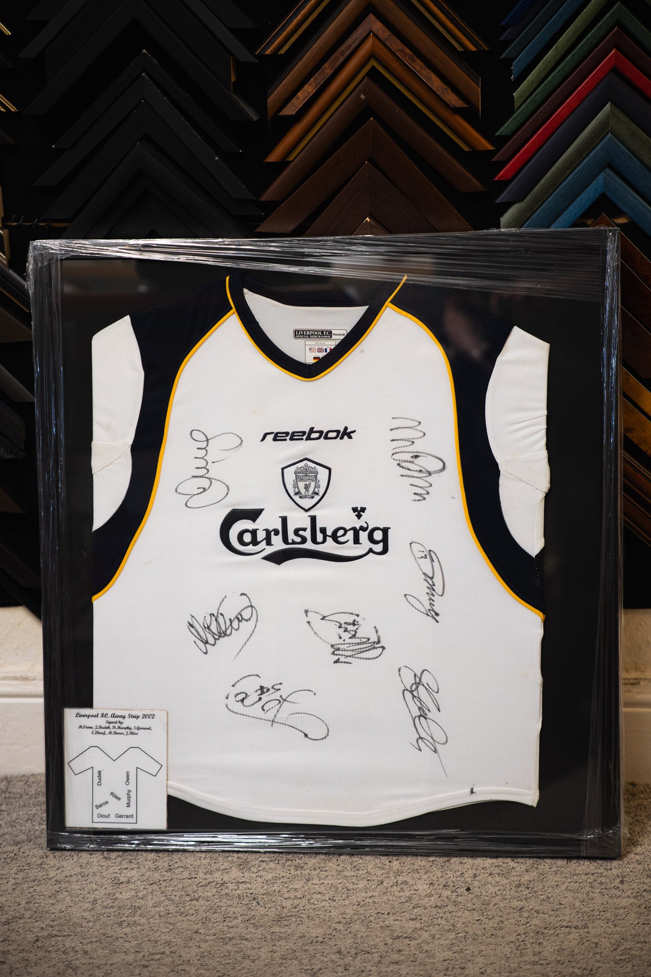 Signed Liverpool FC 2002 Away Shirt Framed