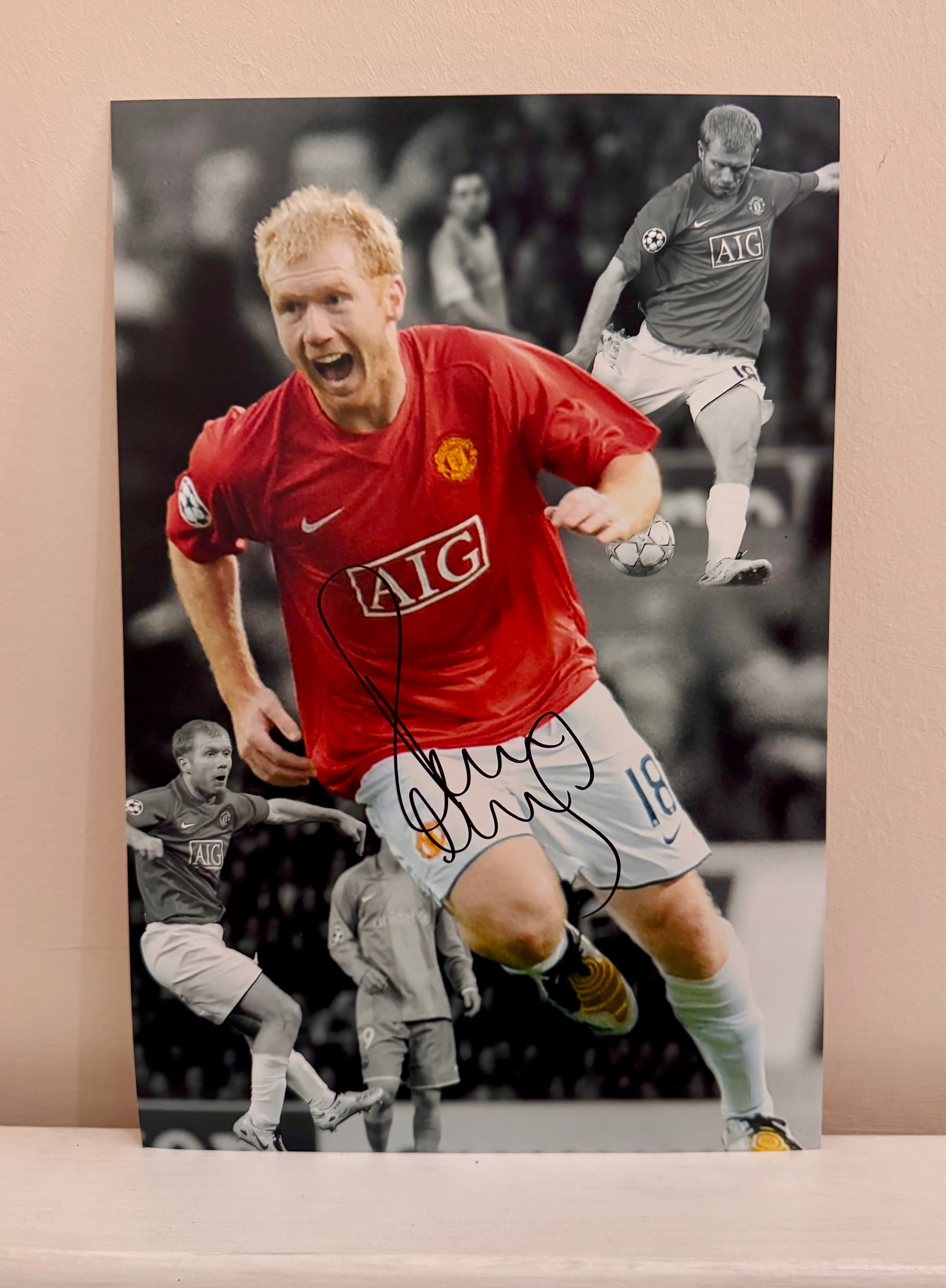 Signed Paul Scholes Manchester United Photo