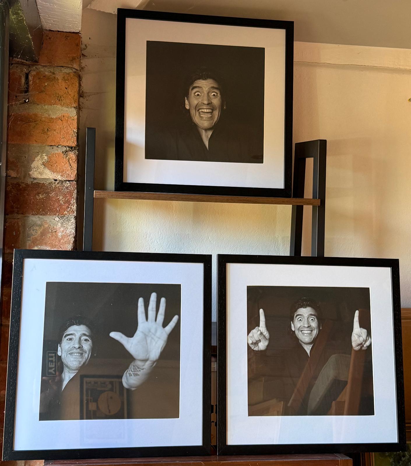 3x Framed Maradona Portraits by Xenon Texira